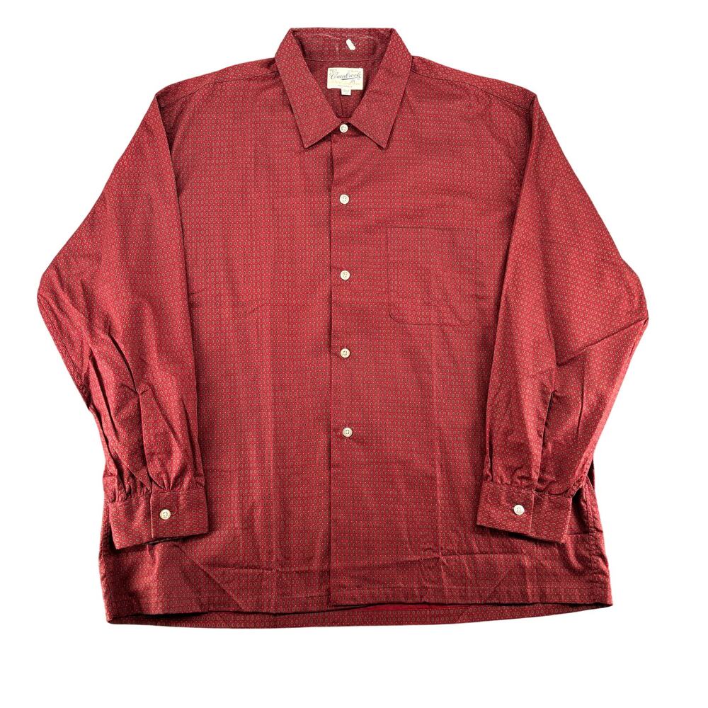 Vintage 1950s Cranbrook Foulard Loop Collar Shirt Men's XL Rockabilly Geometric